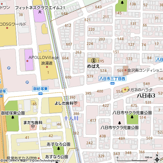八日市支店（西金沢支店内）付近の地図